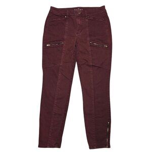 WHBM Jeans Womens 4 Red Skinny Crop Mid Rise Stretch White House Black Market